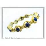 Genuine Lapis Lazuli Filigree Byzantine Beaded Bracelet: Gold-Filled Sterling Silver Handmade Jewelry