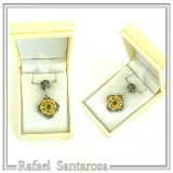 Genuine Peridot Gemstone Filigree Necklace: Sterling Silver Oxidised & Gold Filled Byzantine Pendant