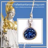 Athena's Owl Symbol of Wisdom Coin Pendant: Blue Enamel, Oxidized Sterling Silver