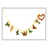 Personalized Names and Words Necklace: 18k Gold Filled Sterling Silver Enamel Colored Charm