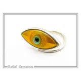Evil Eye Protection Talisman Adjustable Ring: Transparent Coloured Enamel on Sterling Silver, Talisman Jewelry