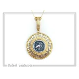 Athenian Owl Coin Pendant: 18k Gold-Filled Sterling Silver Greek Key Necklace
