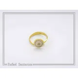Greek Macedonian Sun Adjustable Statement Ring: Sculptured Marble, Zircon, 18K Gold-Filled Sterling Silver