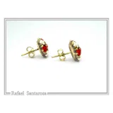Floral Rose Flowers Shaped Alabaster Gems Stud Earrings: Bouquet of roses Silver Earrings