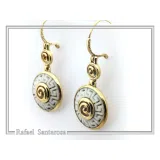 Handmade Marble Greek Key Spiral Dangle Earrings: Sterling Silver 18K Gold-Filled