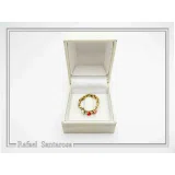 Alabaster Rose Flower Gems Beaded Floral Ring for Girls: 18K Gold Filled Sterling Silver
