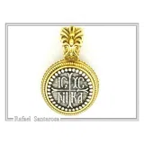 Jesus Christ Wins ICXC NIKA Talisman Constantinato Necklace: Oxidized Sterling Silver Gold filled filigree