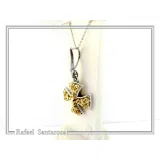 Byzantine Museum Religious Cross Pendant: 18K Gold Filled Filigree Cross on Oxidized Sterling Silver