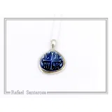 ICXC NIKA Constantinato Christogram Christian Cross Talisman Pendant: Blue Transparent Enamel Silver Necklace