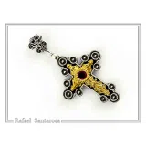 African Genuine Amethyst Byzantine Cross Necklace: Oxidized Sterling Silver & 18K Gold Filled