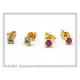 Natural Topaz, Amethyst, Garnet, Peridot Stud Earrings: Gold Filled Sterling Silver