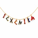 ICXC NIKA Christogram Talisman Beaded Necklace: Multi Color Enamel, 18k Gold Filled Silver