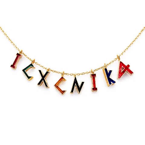 ICXC NIKA Christogram Talisman Beaded Necklace: Multi Color Enamel, 18k Gold Filled Silver