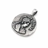 Athena Goddess Victorious Coin Pendant: Greek Museum Replica Oxidized Sterling Silver
