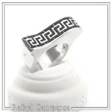 Oxidized Sterling Silver Greek Key weave Ring: Handmade Meander Museum Inspired Jewelry