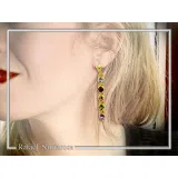 Byzantine Filigree Multi Gemstone Dangle Beaded Earrings: 18k Gold-Filled Sterling Silver
