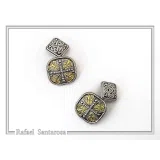 Byzantine style Cross Shaped Cufflinks for him: Oxidized and 18K Gold Filled Sterling Silver