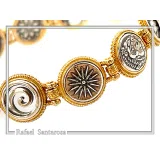 Greek Coins Museum Replicas Beaded Bracelet: 18K Gold-Filled and Oxidized Sterling Silver
