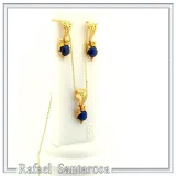 Natural Lapis Lazuli Filigree Byzantine Necklace: Sterling Silver Gold-Filled Genuine Gem Pendant