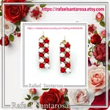 Rose Flowers alabaster gems pave Earrings: Sterling Silver Gold-Filled Floral Studs