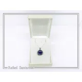 Sphinx of Delphi Greek Coin Necklace: Sky Blue Transparent Enamel on Sterling Silver Coin