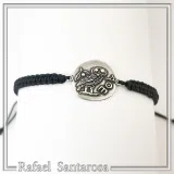 Owl Coin Tetradrachm macrame Oxidized Sterling Silver Bracelet: Greek Museum Jewelry