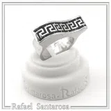 Oxidized Sterling Silver Greek Key weave Ring: Handmade Meander Museum Inspired Jewelry