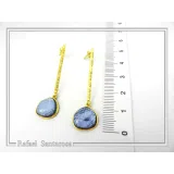 Sea Rock Drop Earrings: Sea Blue Enamel on Gold-Filled Sterling Silver