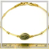 Athena Goddess Wisdom Owl Coin Bracelet: Oxidized & 18K Gold Filled Sterling Silver