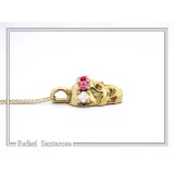 Skull With Rose Flowers Wreath Gothic Necklace: Sterling Silver 18K Gold Filled Pendant