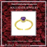 Genuine Lapis Lazuli Byzantine Statement Ring: Sterling Silver 18k Gold-Filled Filigree Bezel