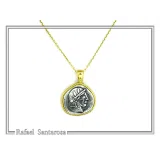 Athena Goddess Coin Pendant, Greek Museum Replica Necklace: Oxidized & 18K Gold Filled Sterling Silver