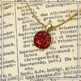 Extra Tiny Protection cross coin icxc nika necklace, red enamel, gold filled Sterling silver.
