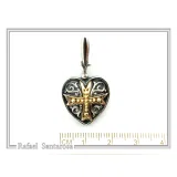 Byzantine Maltese Knights Cross Holy Heart Pendant: Oxidised and 18K Gold Filled Sterling Silver