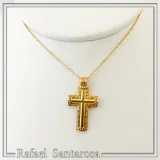 Byzantine Filigree Orthodox Christian Religious Baptism Cross Pendant 18K Solid Gold Cross