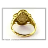 Genuine Gemstone Statement Byzantine Cross Ring: 18k Solid Gold Handmade Filigree Religious Handmade Jewelry