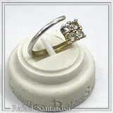 Sterling Silver Adjustable Minimal Square Ring with Four 3mm White Topaz Brilliant Cut Stones