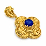 Natural Lapis Lazuli Byzantine Filigree Cross Pendant: 18K Gold-Filled Sterling Silver