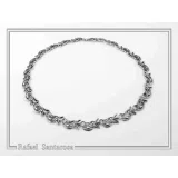 Olive Leaf Branch Beaded Floral Necklace Ancient Greek Symbol of Peace & Victory: Oxidized Silver