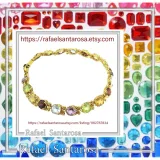 Natural Gemstone Multi stone Tennis Bracelet: Sterling Silver 18K Gold Filled Byzantine ornaments