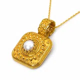 Genuine pearl Byzantine Filigree handmade Pendant: Sterling Silver 18K Gold Filled