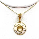 Greek Key Maiandros Marble Sculptured Pendant: 18K Gold Filled Sterling Silver Museum Inspired Necklace