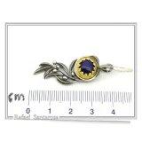 Natural Lapis Olive Leaf Pendant Floral Necklace: Oxidized Sterling Silver 18K Gold Filled Bezel