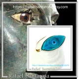 Evil Eye Protection Talisman Adjustable Ring: Transparent Coloured Enamel on Sterling Silver, Talisman Jewelry