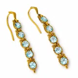 Sky Blue Topaz Vintage Drop Dangle Earrings, 18K Gold Filled Silver, Bridal Jewelry Gift