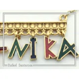 IC XC NIKA Dangle Necklace: Handmade Silver Gold Filled and enamel Christogram Talisman