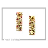 Rose Flowers alabaster gems pave Earrings: Sterling Silver Gold-Filled Floral Studs