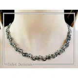 Olive Leaf Branch Beaded Floral Necklace Ancient Greek Symbol of Peace & Victory: Oxidized Silver