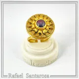 Ancient Greek Garnet Ring Sterling Silver 18K Gold Filled Archeological Museum Inspired
