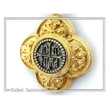 ICXC NIKA Cross Prayer Talisman Pendant: Byzantine Constantinato Gold Filled & Oxidized Sterling Silver